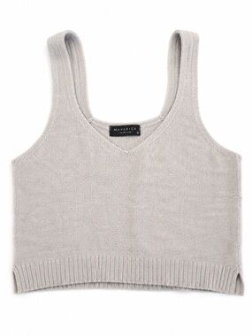 Maverick The Collection Gray Knit Crop Tank Top Size L